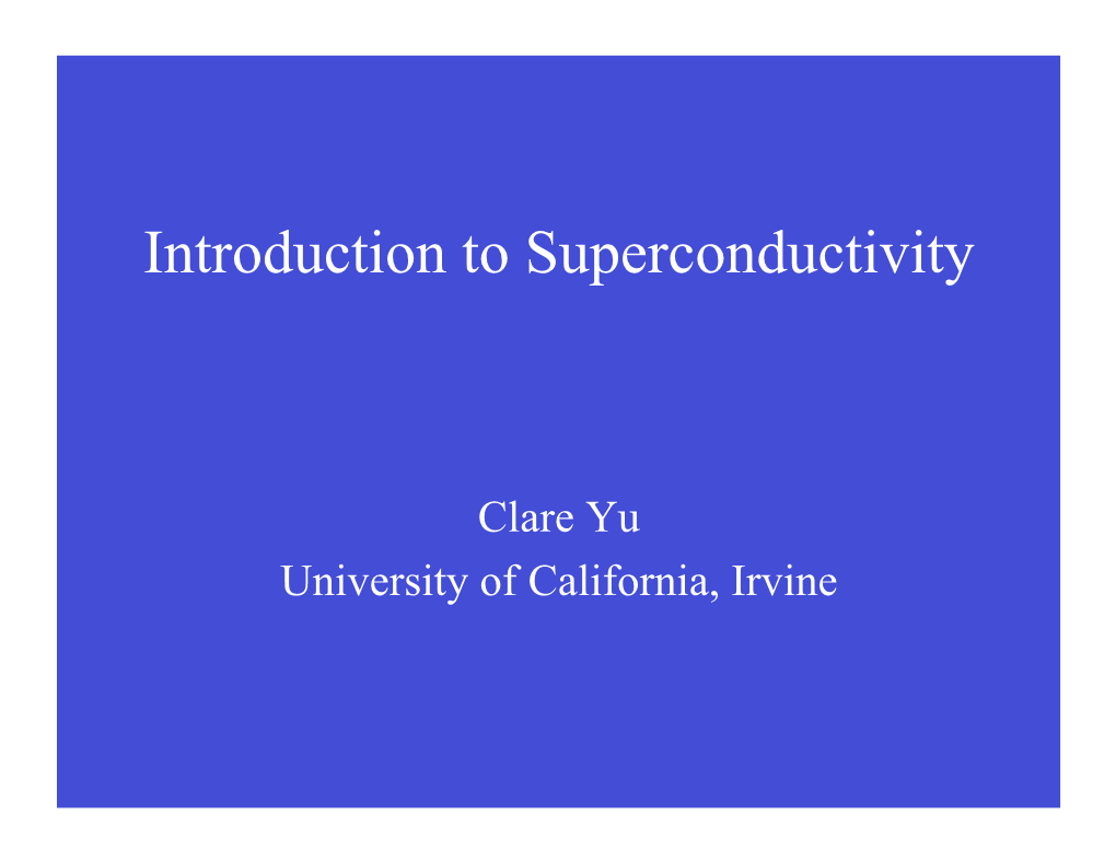 Introduction to Superconductivity