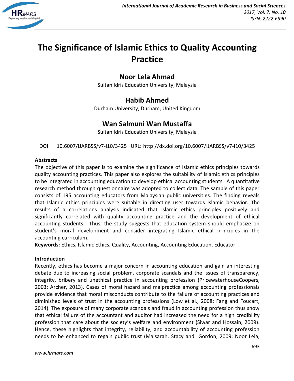The Significance of Islamic Ethics to Quality Accounting Practice
