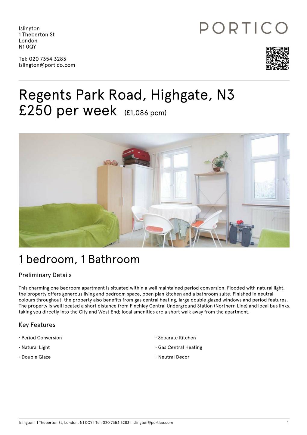 Regents Park Road, Highgate, N3 £250 Per Week