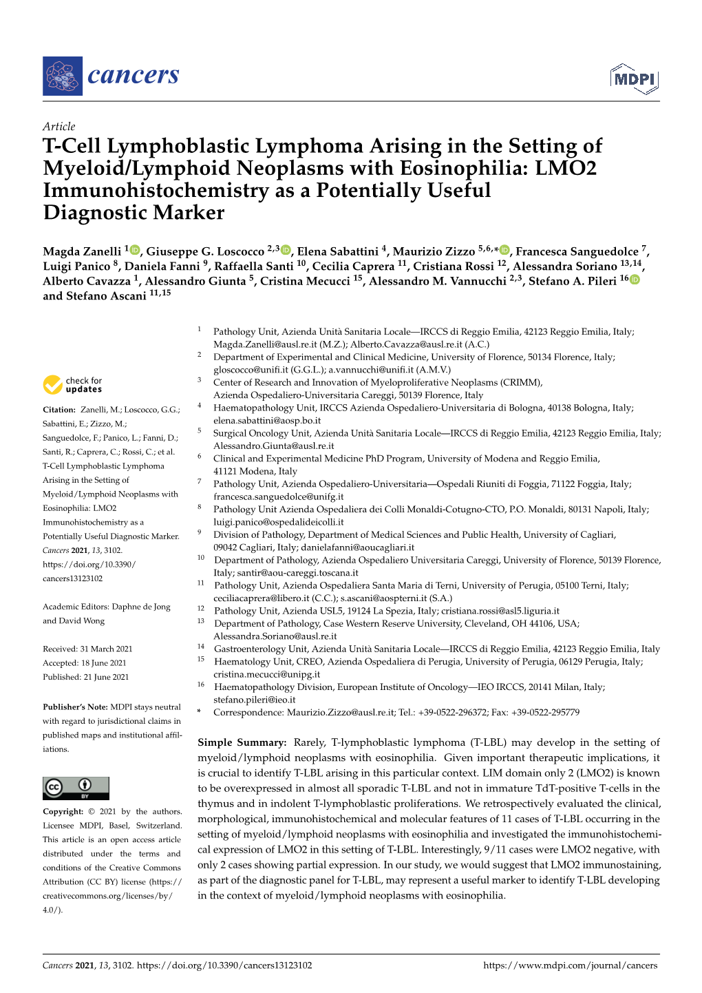 T-Cell Lymphoblastic Lymphoma Arising in the Setting of Myeloid/Lymphoid Neoplasms with Eosinophilia