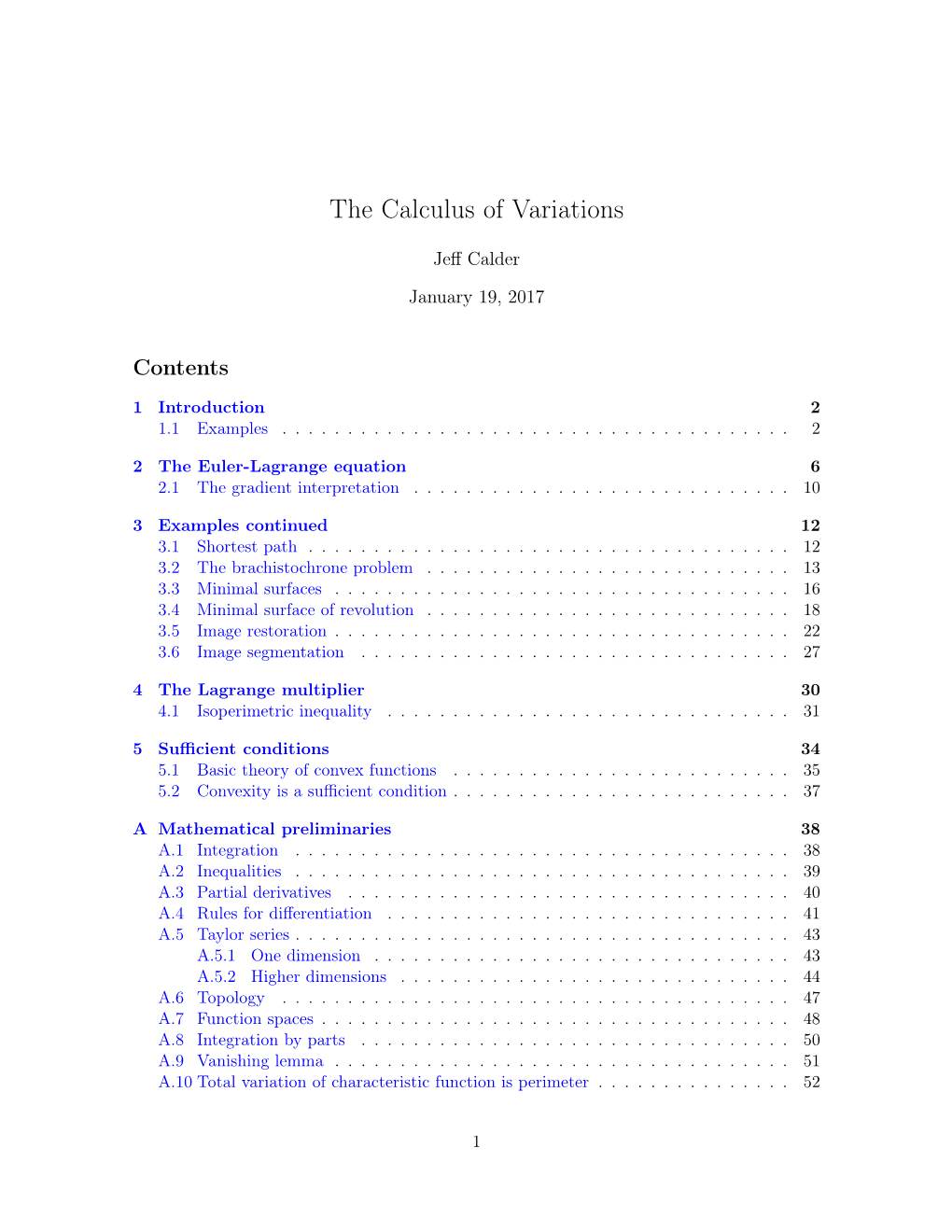 The Calculus of Variations