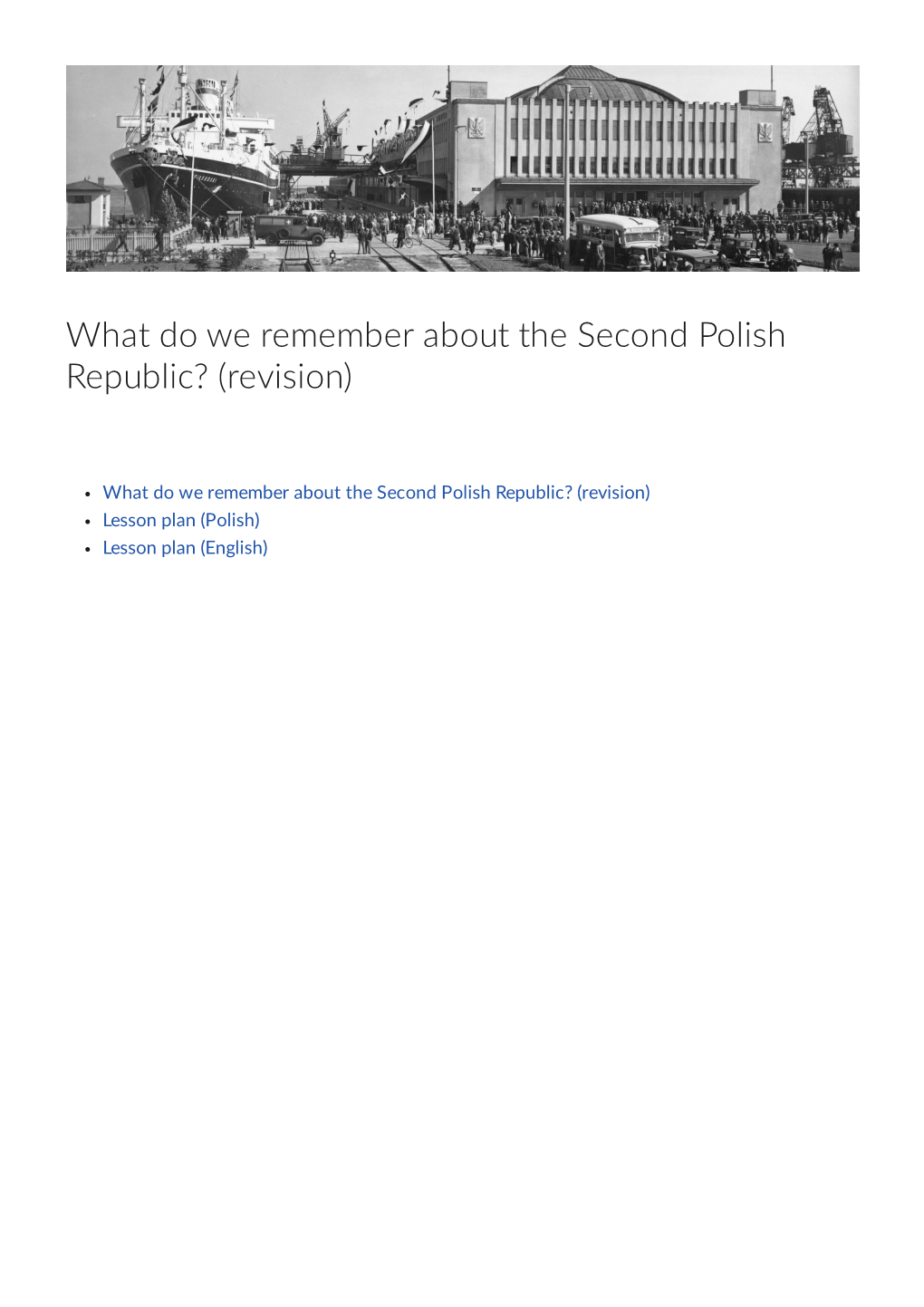 What Do We Remember About the Second Polish Republic? (Revision)