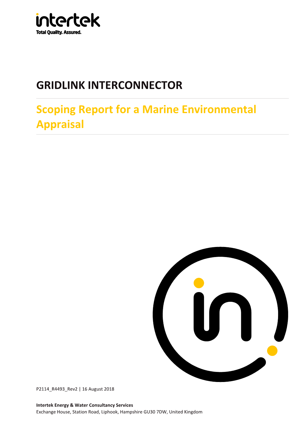 GRIDLINK INTERCONNECTOR Scoping Report for a Marine Environmental Appraisal