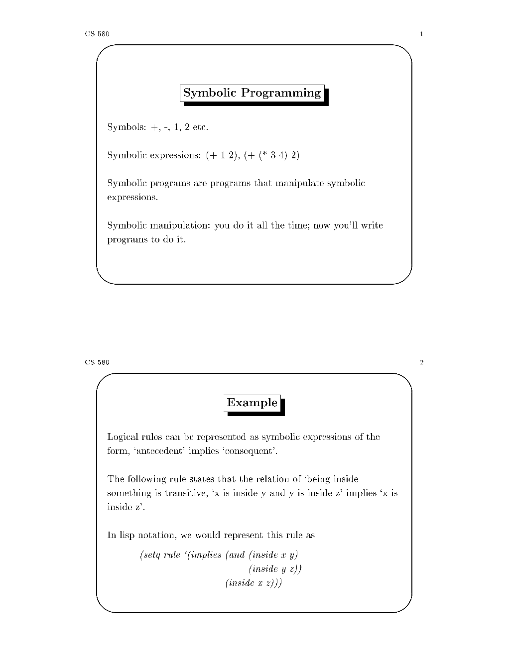 Symbolic Programming Example