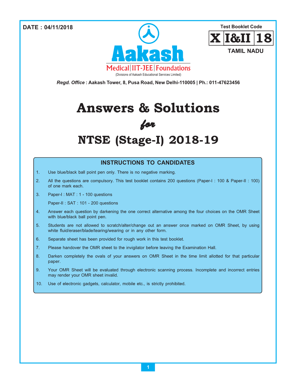 Answers & Solutions