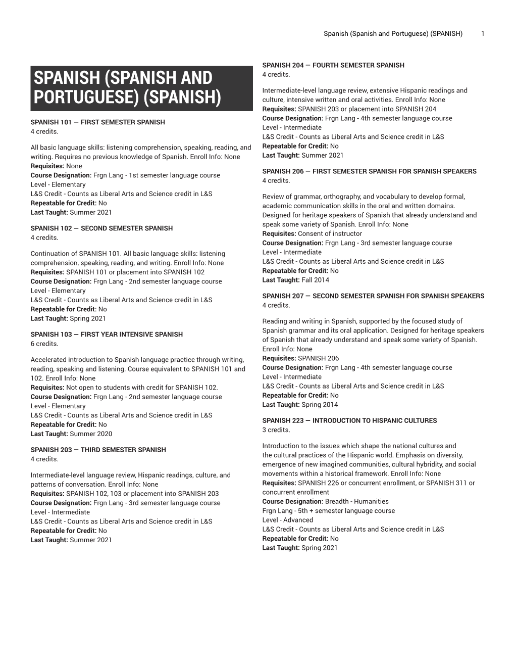 Spanish and Portuguese) (SPANISH) 1