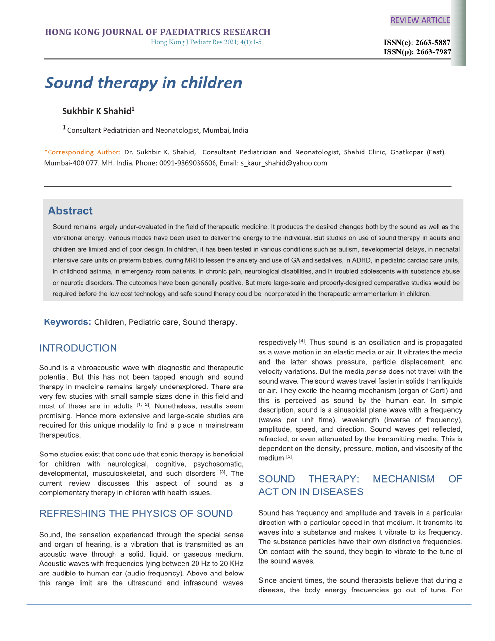 Sound Therapy in Children