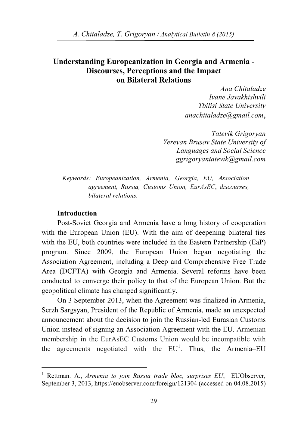 Understanding Europeanization in Georgia and Armenia