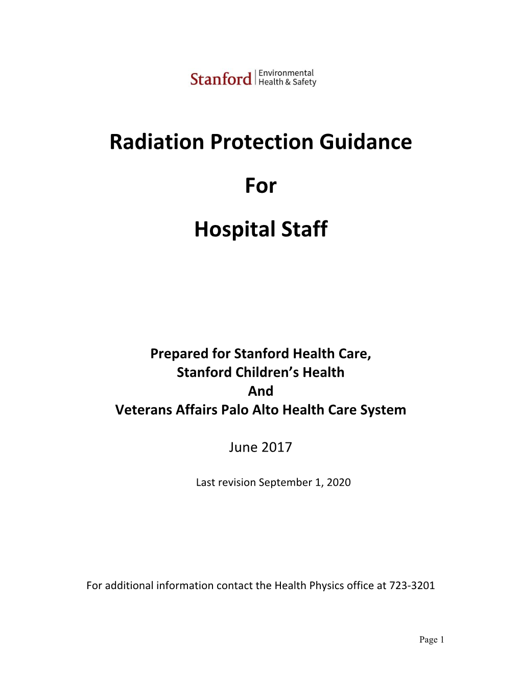 Radiation Protection Guidance for Hospital Staff