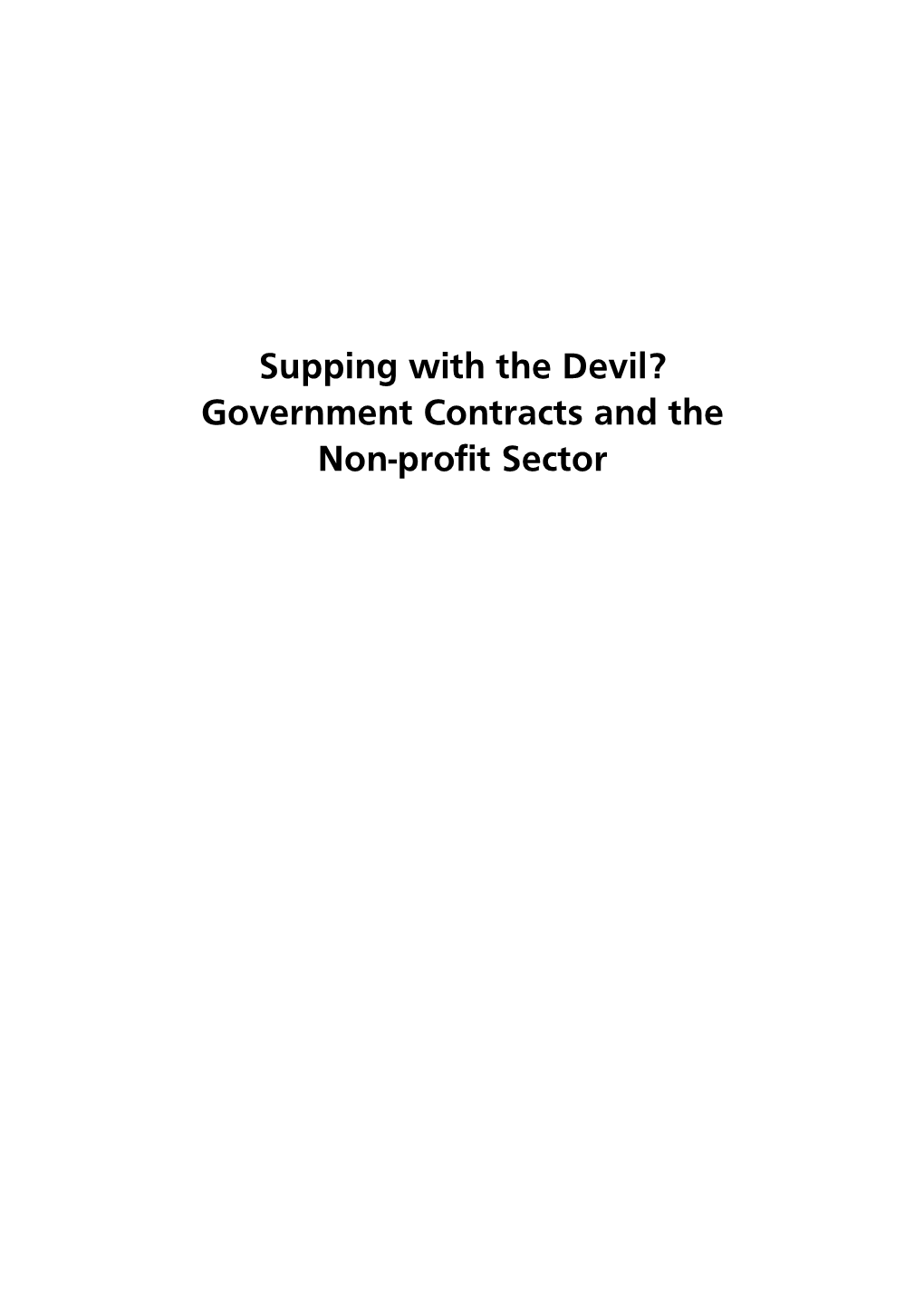 Government Contracts and the Non-Profit Sector