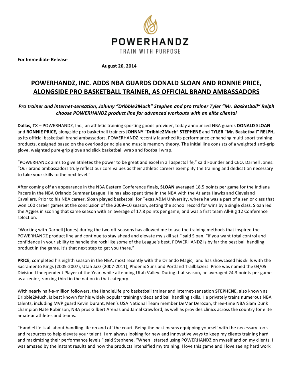 POWERHANDZ Basketball Press Release