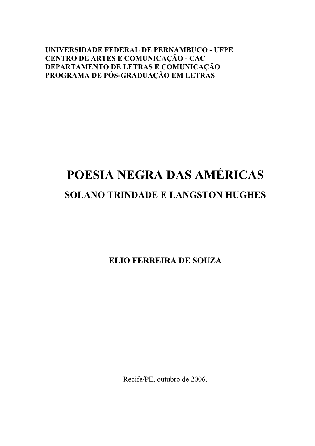 Poesia Negra Das Américas Solano Trindade E Langston Hughes