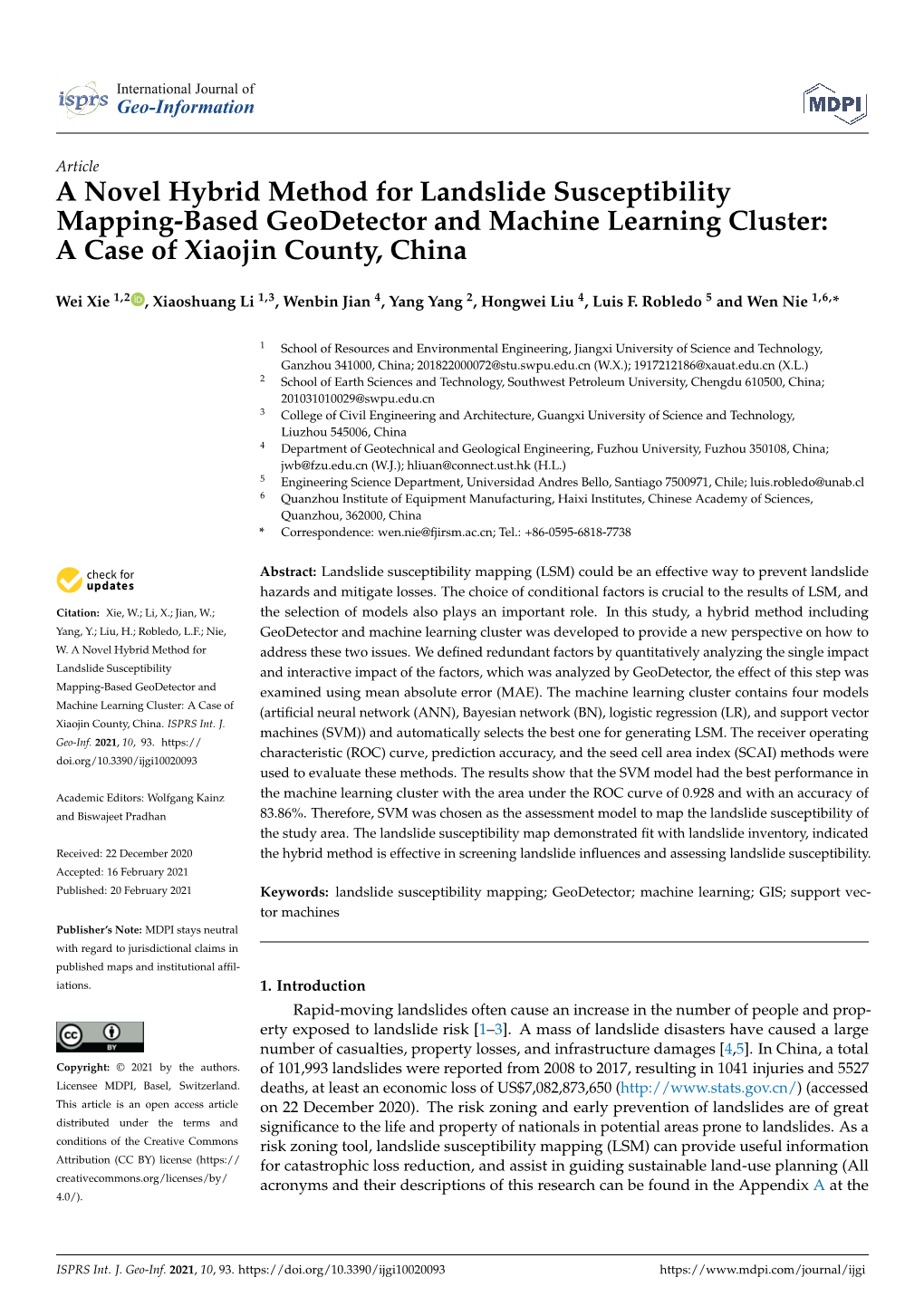 A Novel Hybrid Method for Landslide Susceptibility Mapping-Based Geodetector and Machine Learning Cluster: a Case of Xiaojin County, China