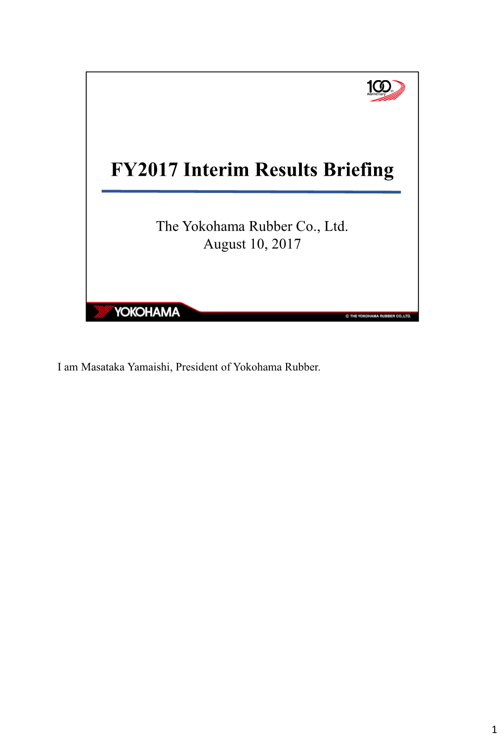 FY2017 Interim Results Briefing