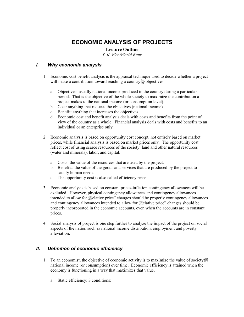 Economic Analysis of Projects