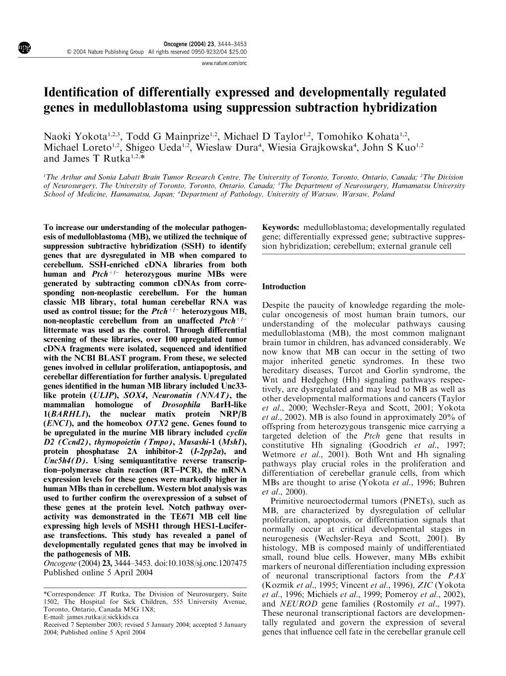 Identification of Differentially Expressed and Developmentally