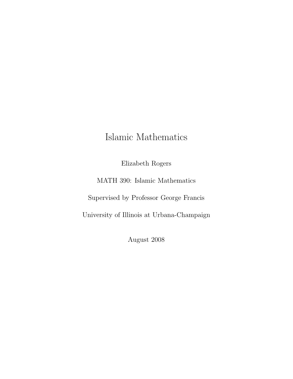 Islamic Mathematics