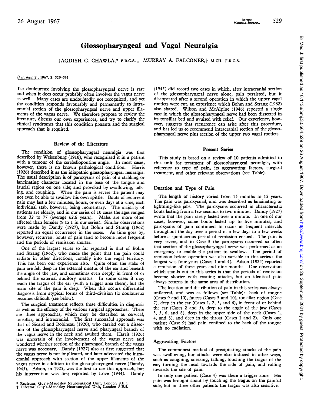 Glossopharyngeal and Vagal Neuralgia