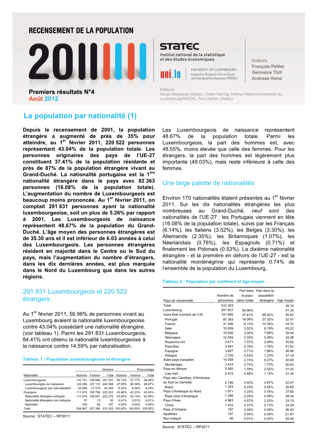 La Population Par Nationalité (1)