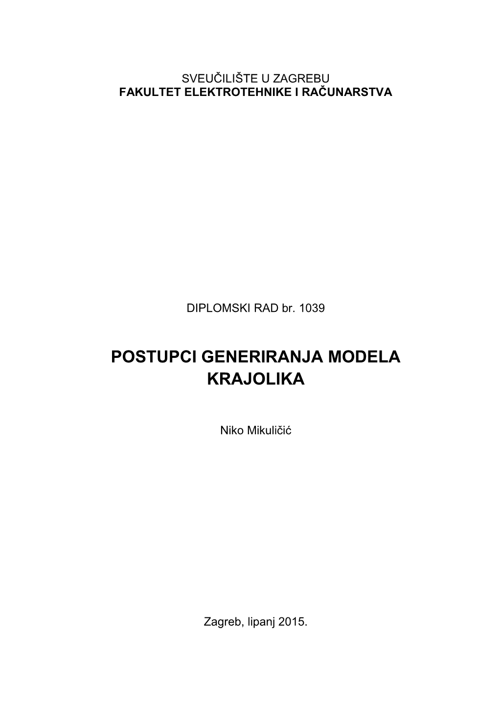 Postupci Generiranja Modela Krajolika