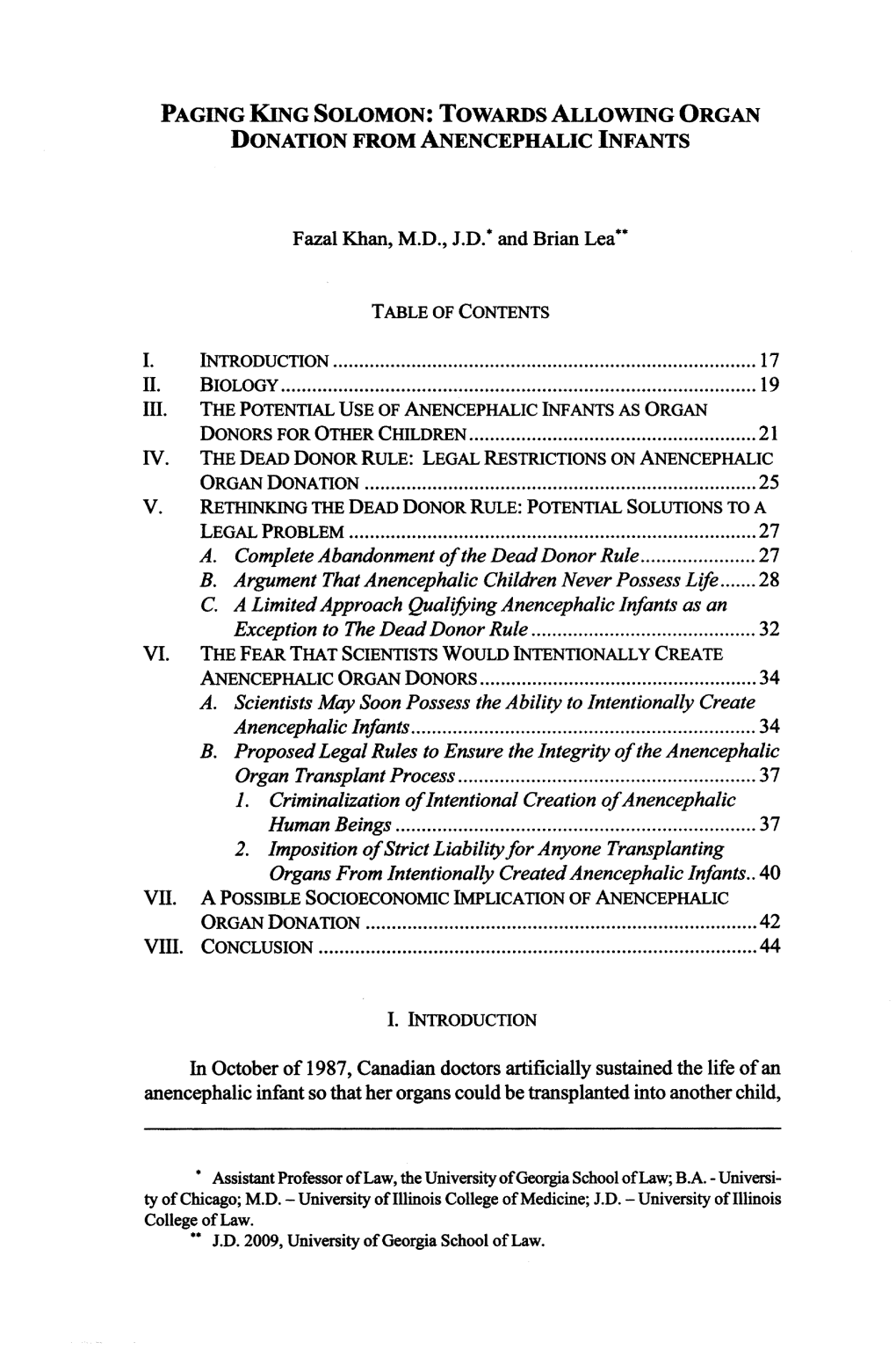 Towards Allowing Organ Donation from Anencephalic Infants