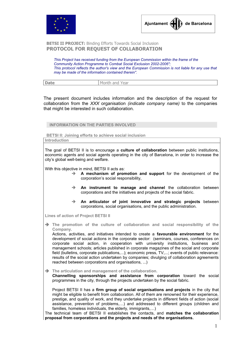 BETSI II PROJECT: Binding Efforts Towards Social Inclusion