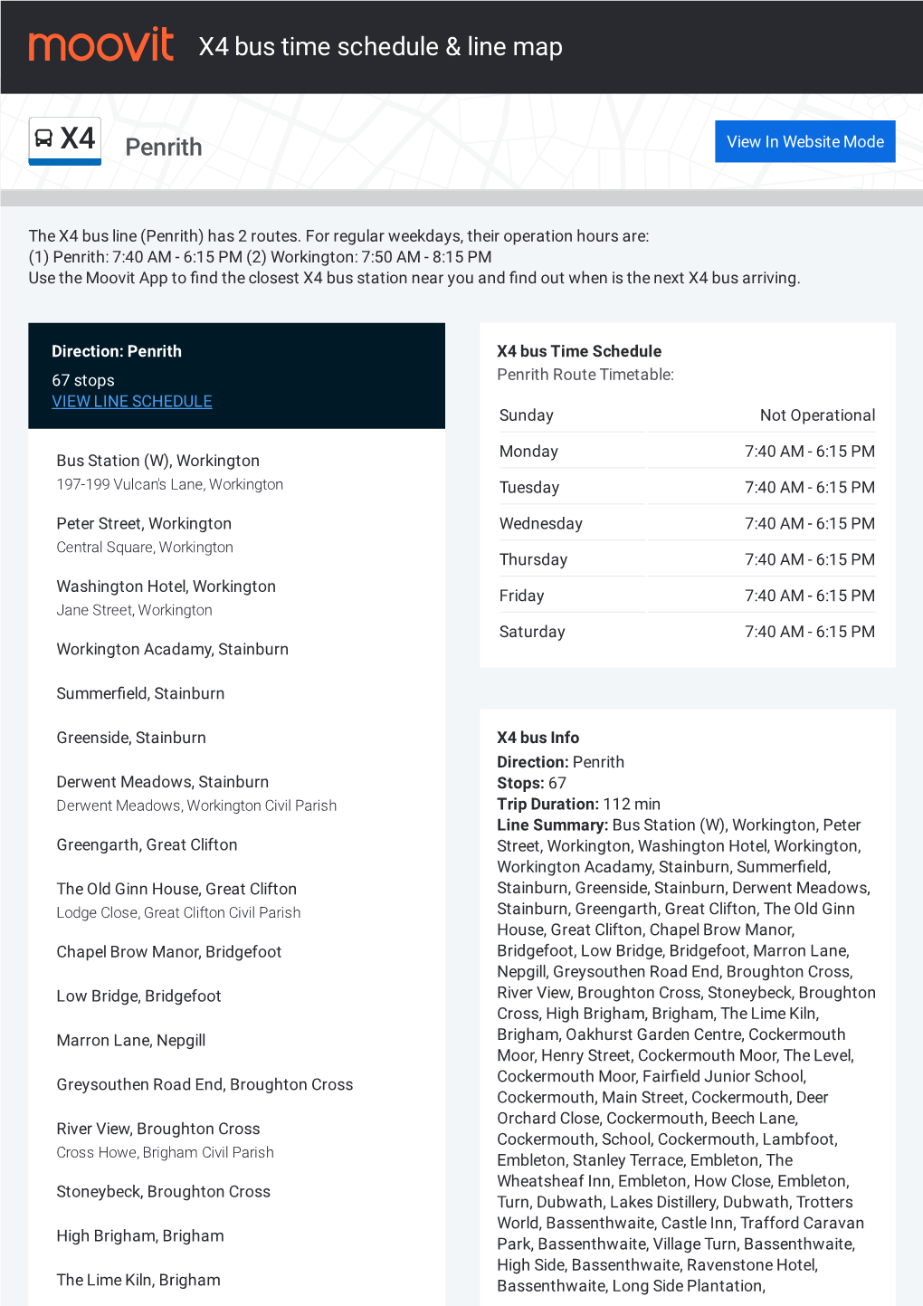 X4 Bus Time Schedule & Line Route