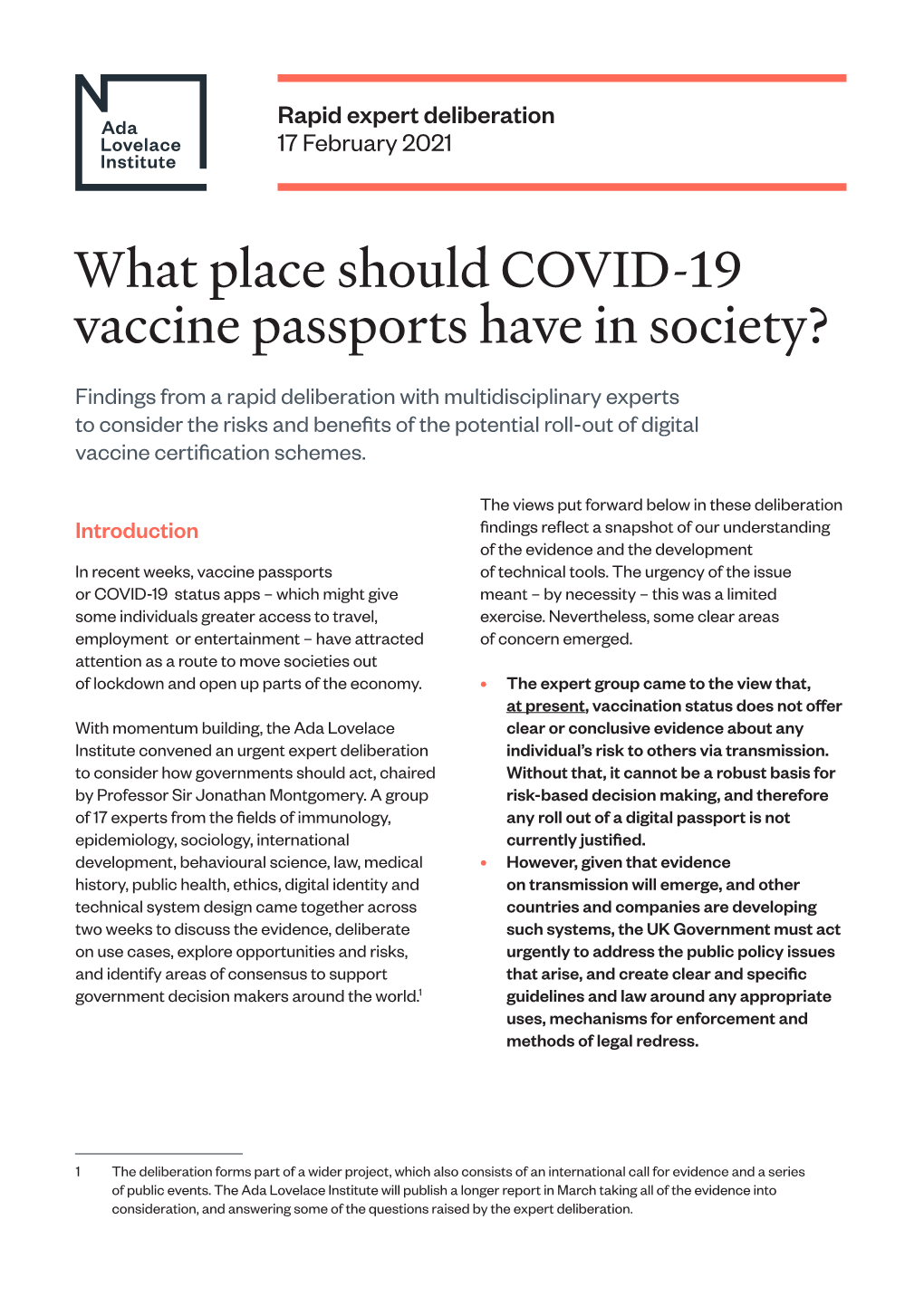 What Place Should COVID-19 Vaccine Passports Have in Society?