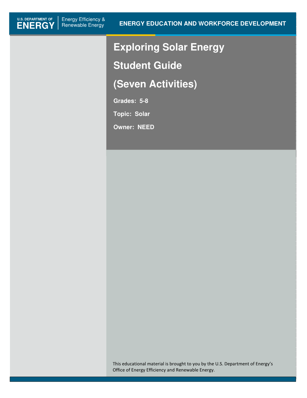 Exploring Solar Energy Student Guide