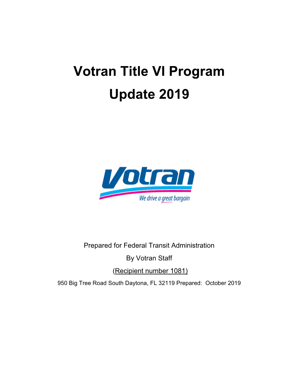 Votran Title VI Program Update 2019