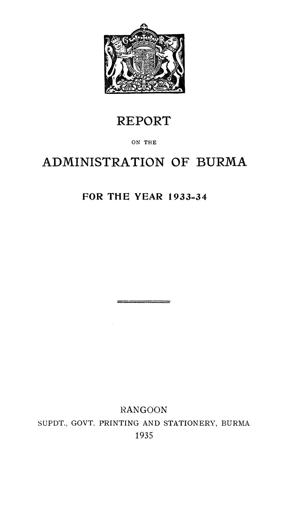 Report Administration of Burma