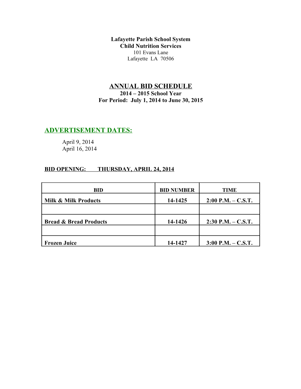 Lafayette Parish School System