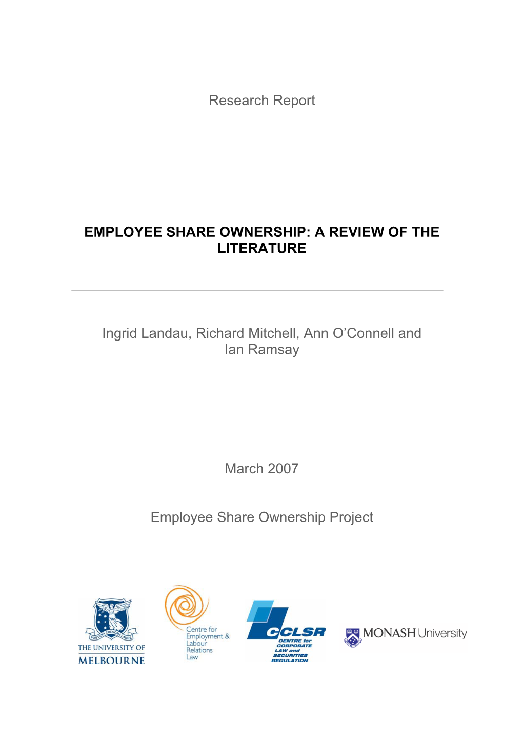 Employee Share Ownership: a Review of the Literature