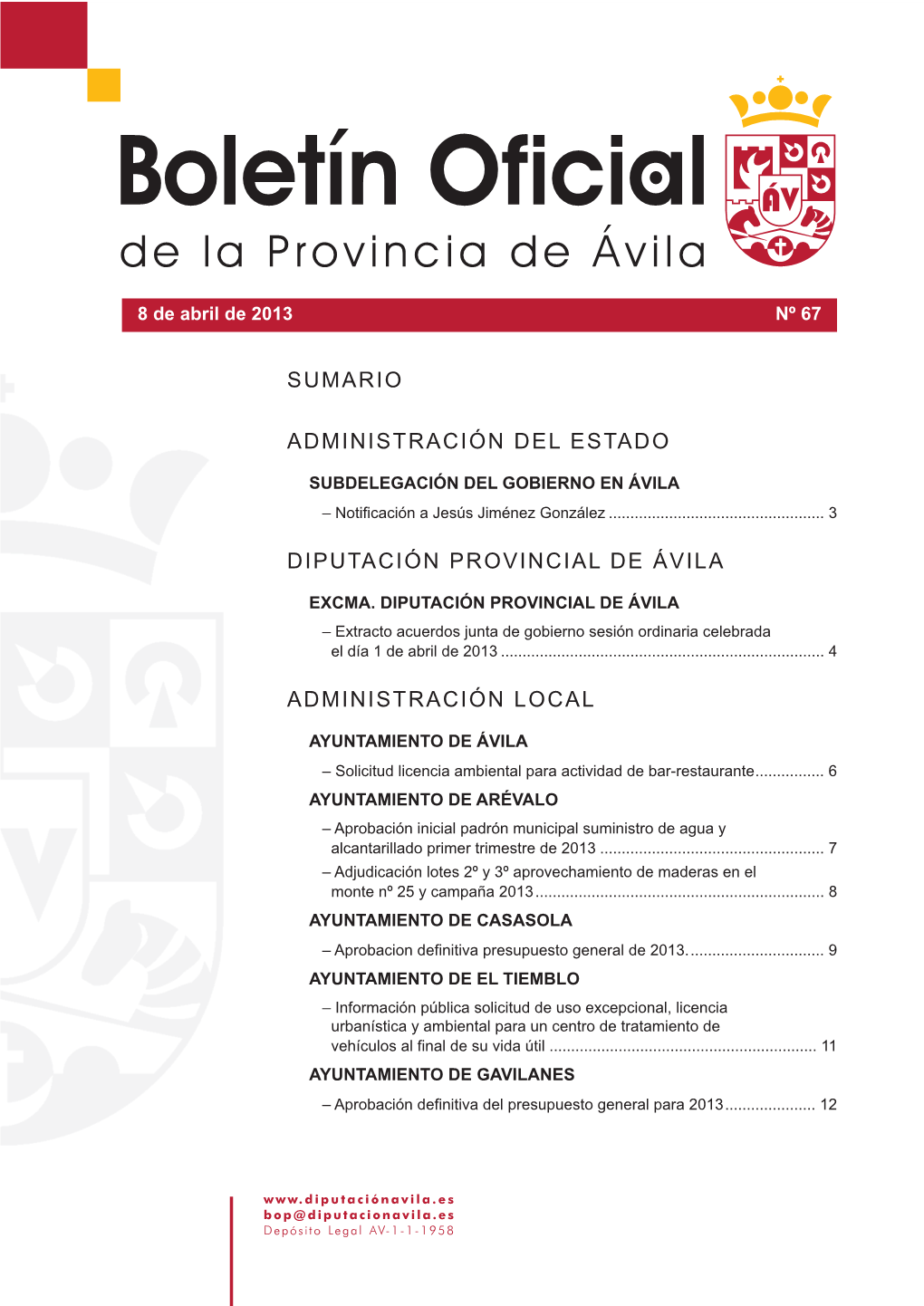 B.O.P. 67/13 Completo En Formato (.Pdf)