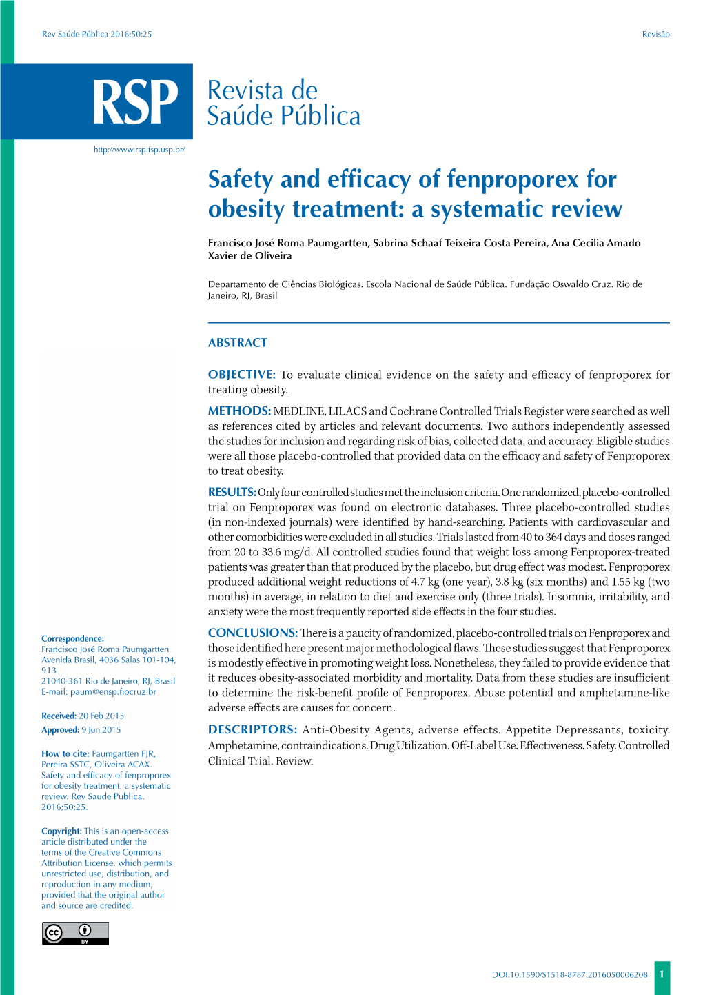 Safety and Efficacy of Fenproporex for Obesity Treatment: a Systematic Review