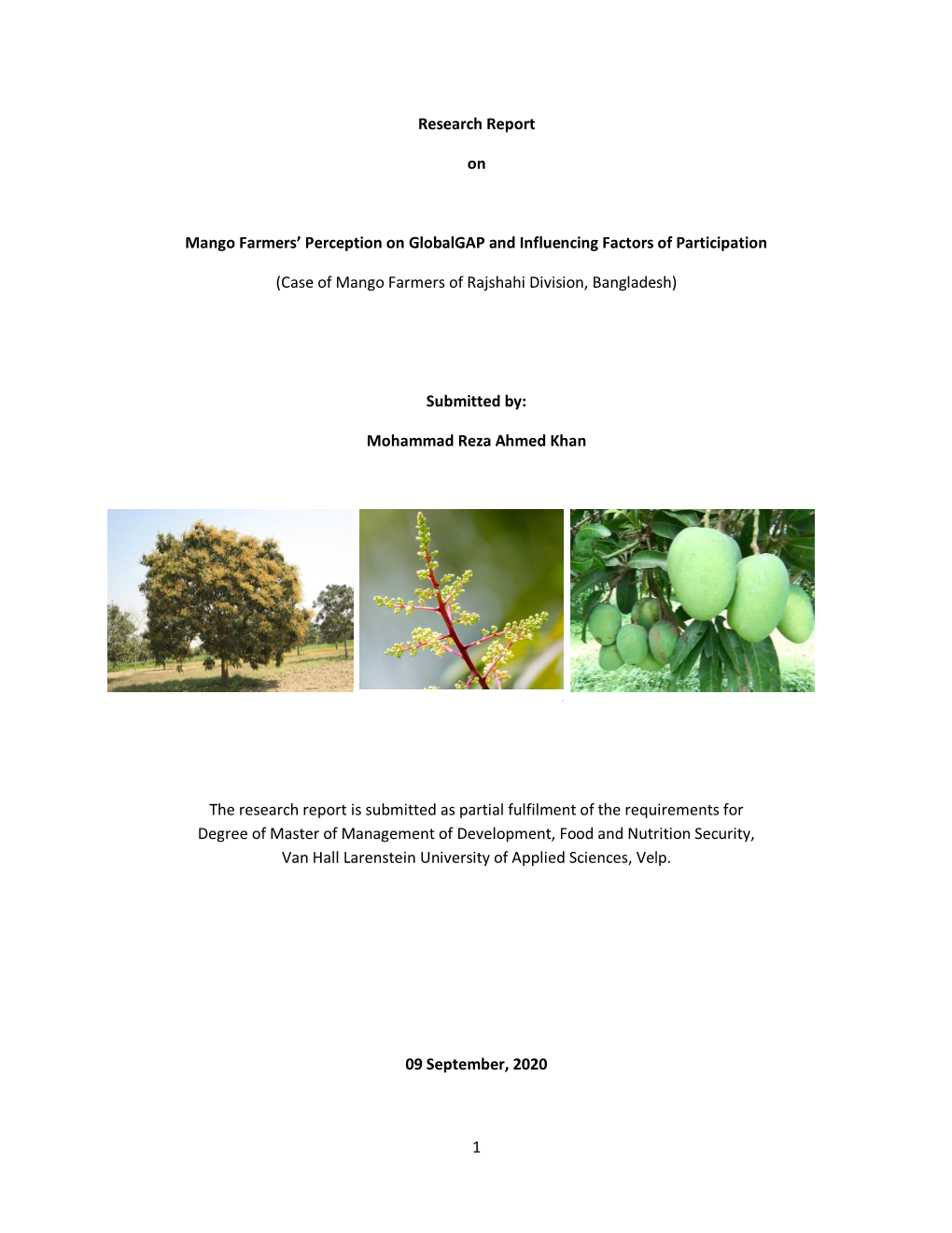 1 Research Report on Mango Farmers' Perception on Globalgap