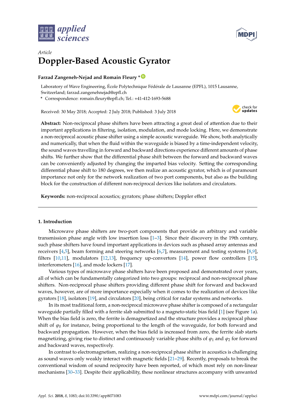 Doppler-Based Acoustic Gyrator