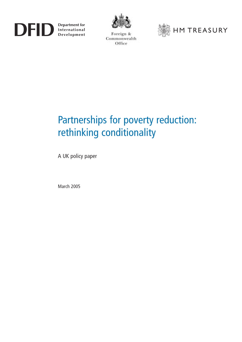 Partnerships for Poverty Reduction: Rethinking Conditionality