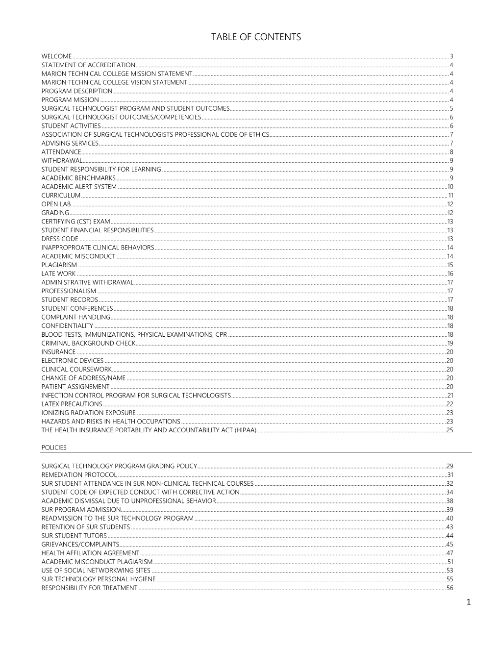 Table of Contents