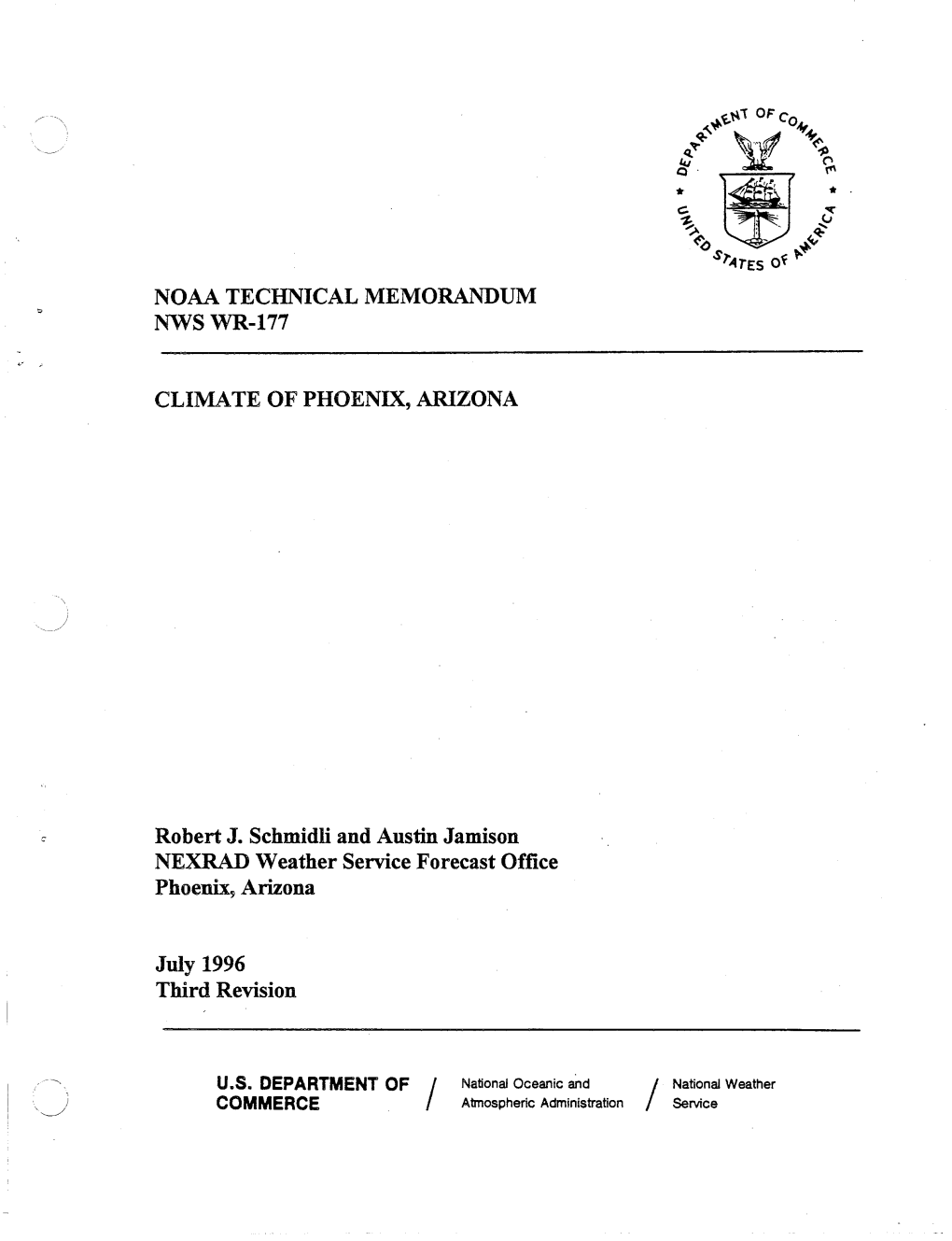 Noaa Technical Memorandum Nwswr-177 Climate Of