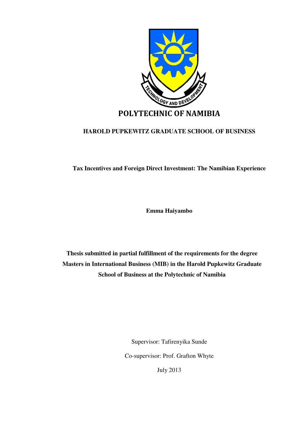 Haiyambo.Tax Incentives and Foreign Direct Investment. the Nam Experience.Pdf
