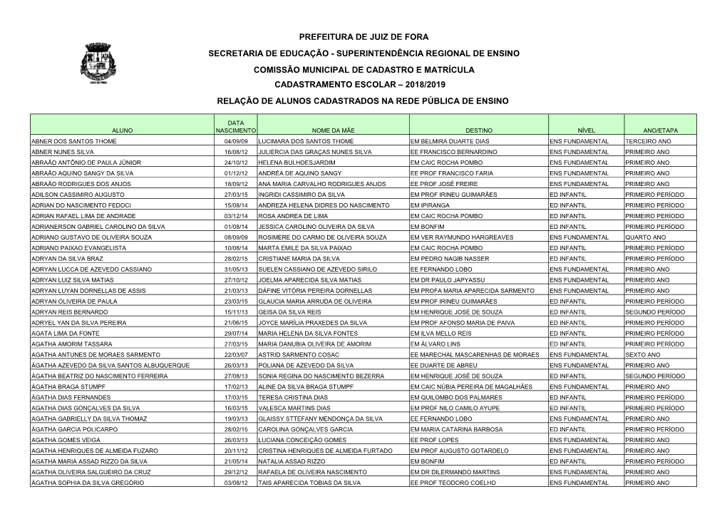 Cadastro Geral Para Escolas