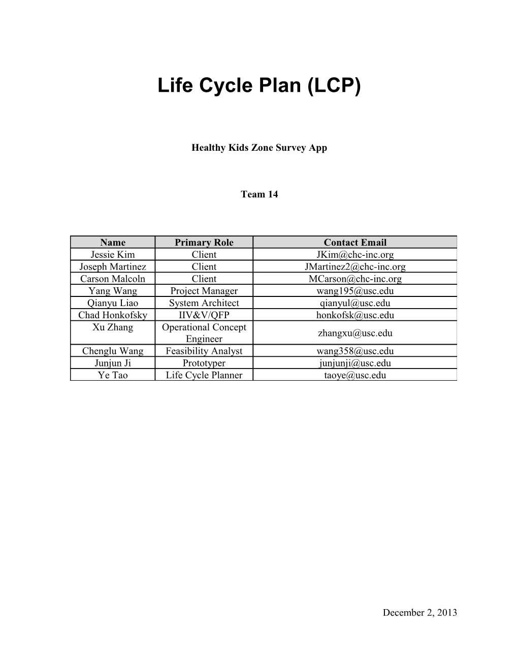 Life Cycle Plan (LCP) s1