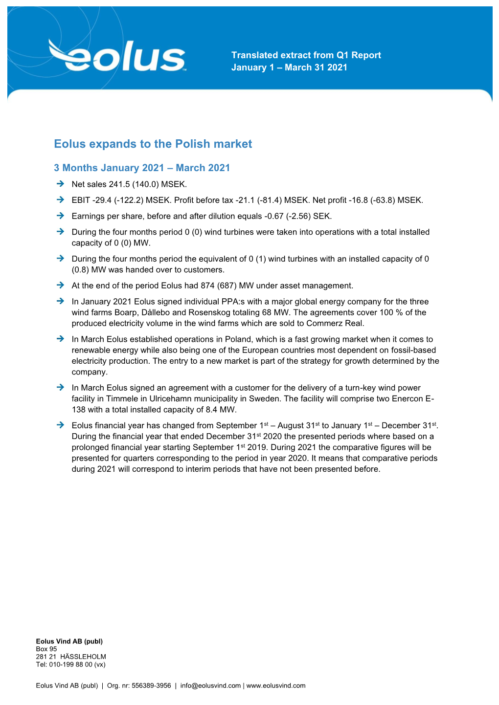 Eolus Expands to the Polish Market