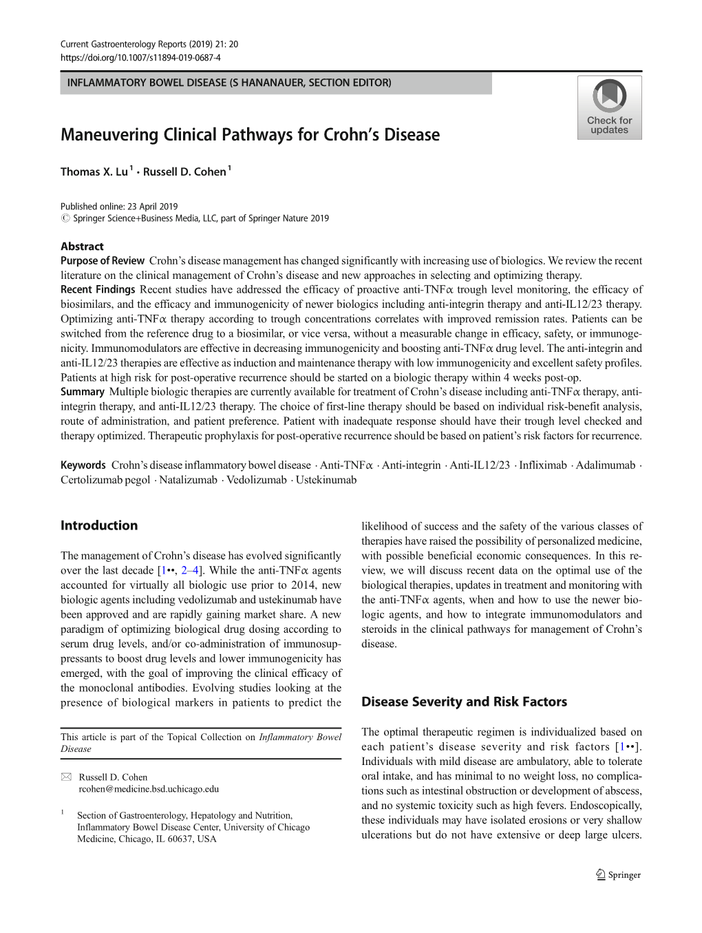 Maneuvering Clinical Pathways for Crohn's Disease