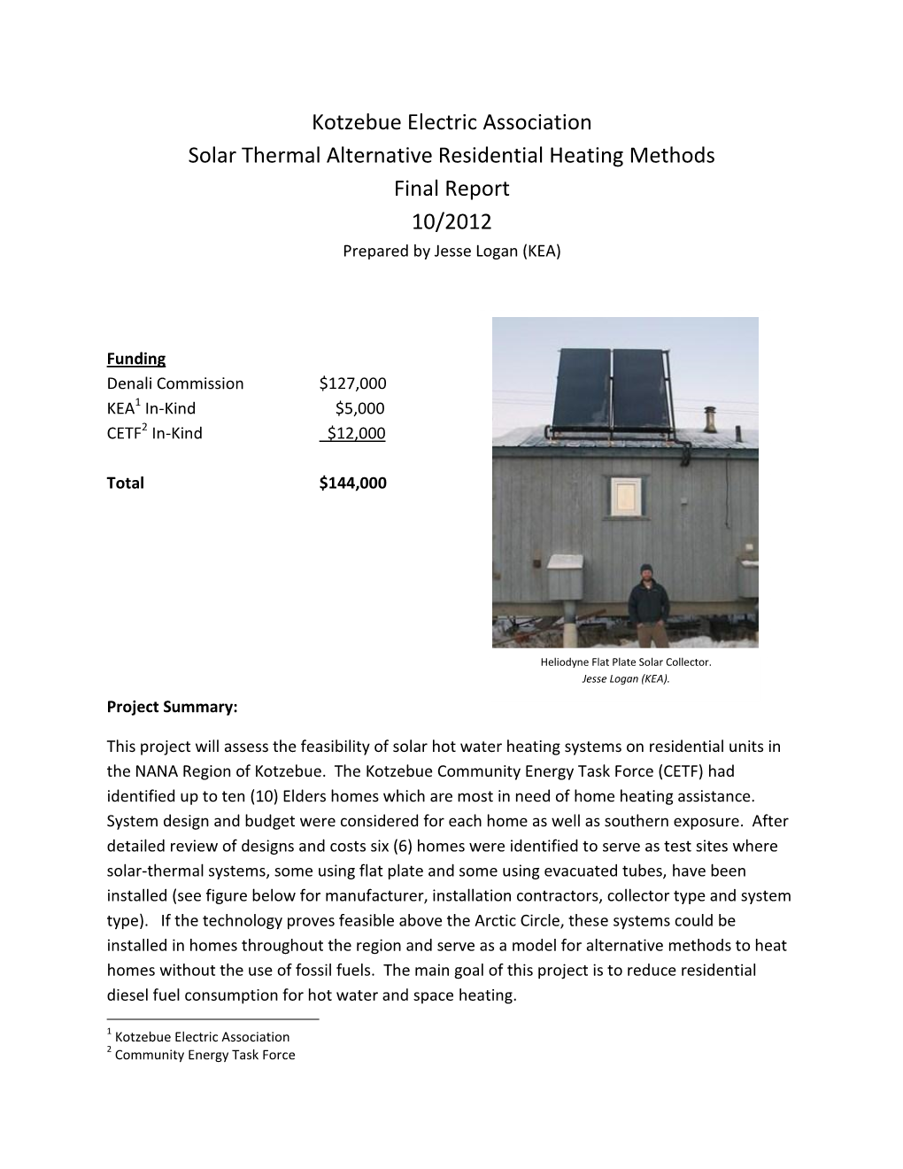 KEA Solar Thermal Final Report