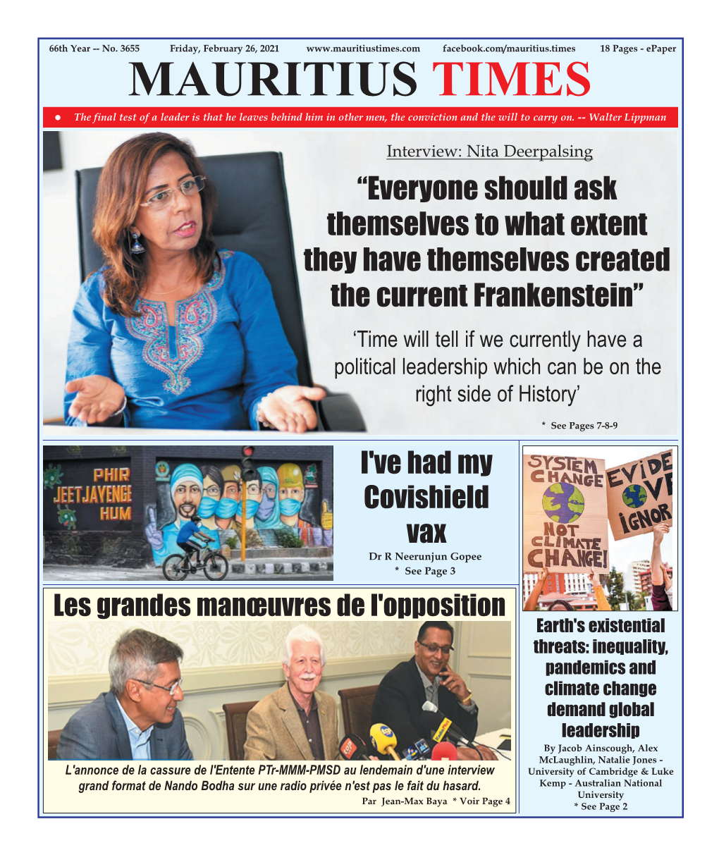 Unwind Mauritius Times Friday, February 26 , 2021 13