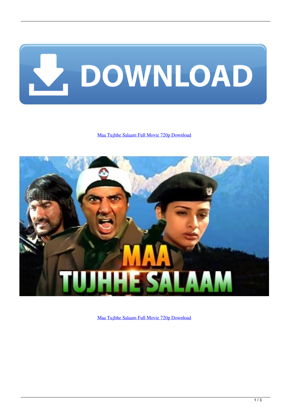 Maa Tujhhe Salaam Full Movie 720P Download