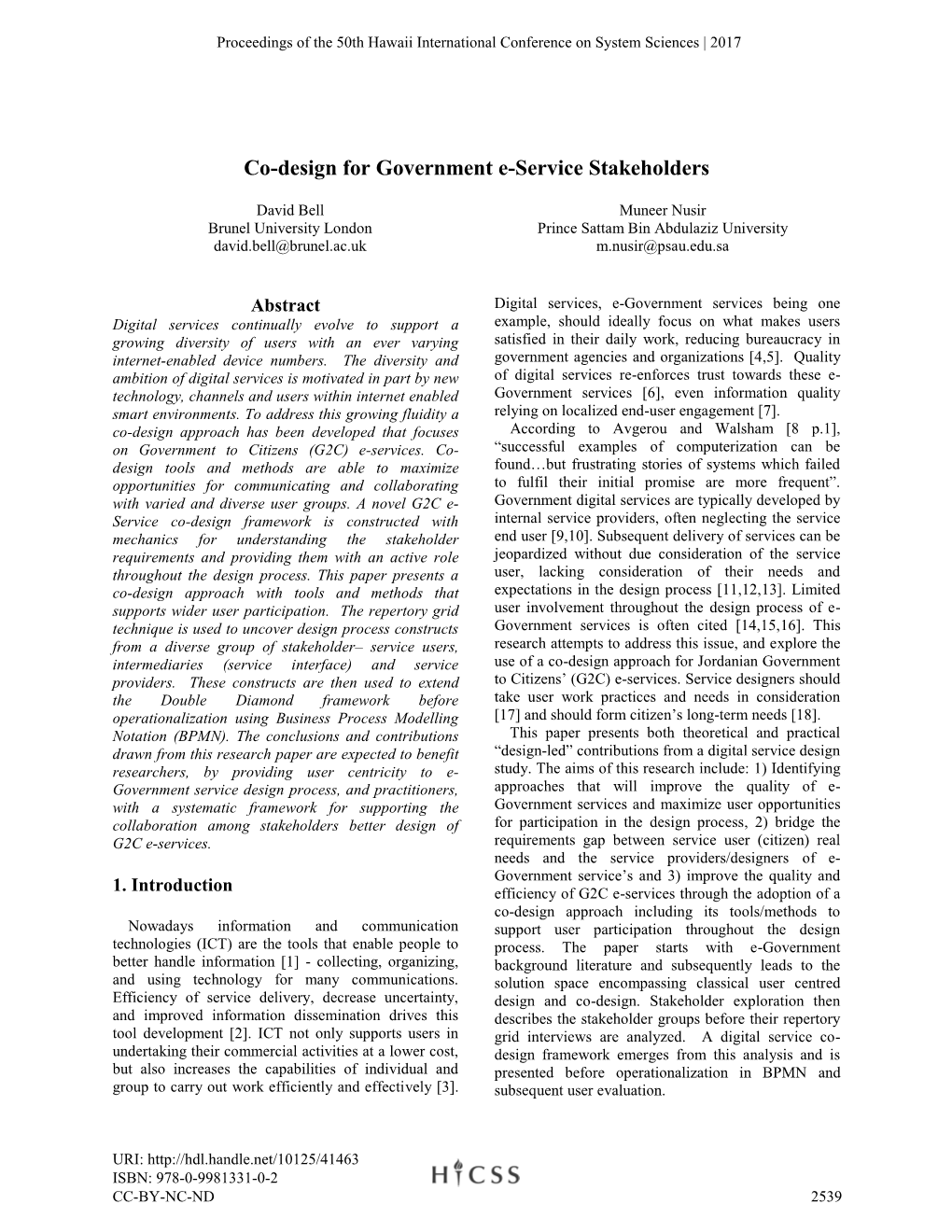 Co-Design for Government E-Service Stakeholders