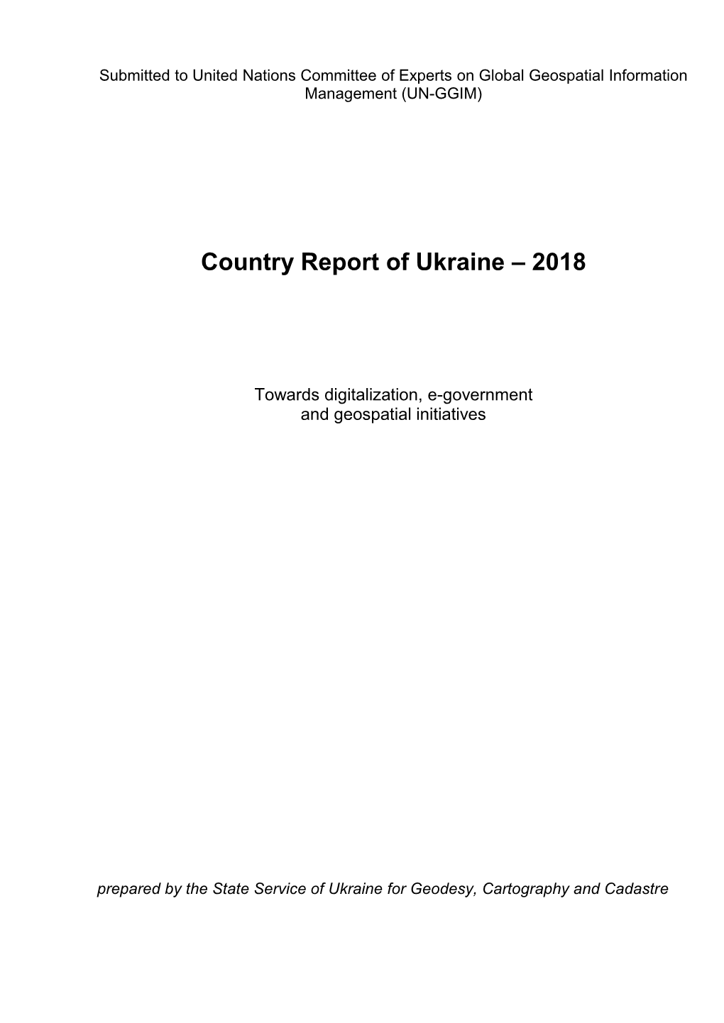 Country Report of Ukraine – 2018